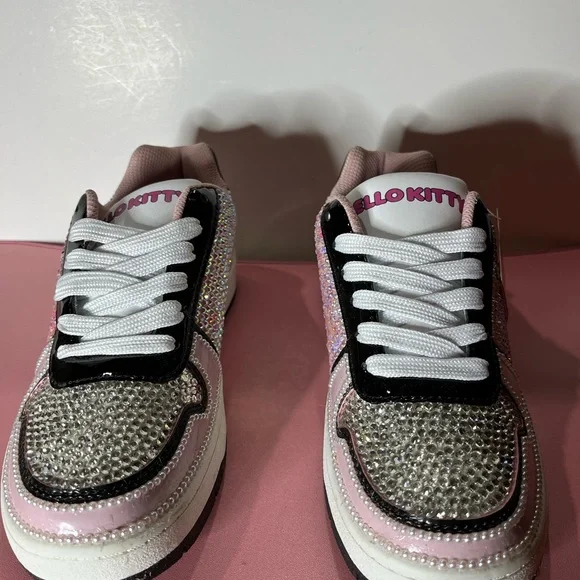 Hello Kitty Sparkling Pink and Black Sneakers - Picture 3 of 3